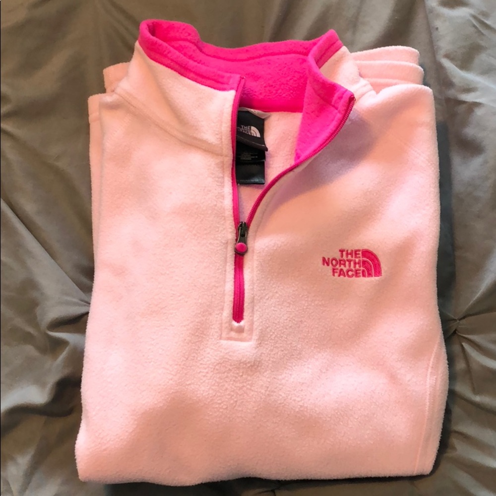 pink north face fleece pullover